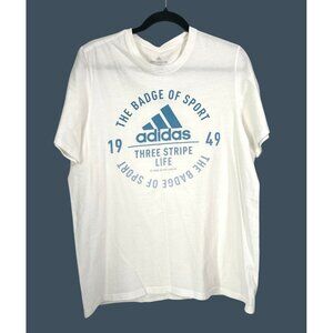 Adidas Amplifier Tee White/Blue Logo T-Shirt Mens Large 100% Cotton Sportswear C